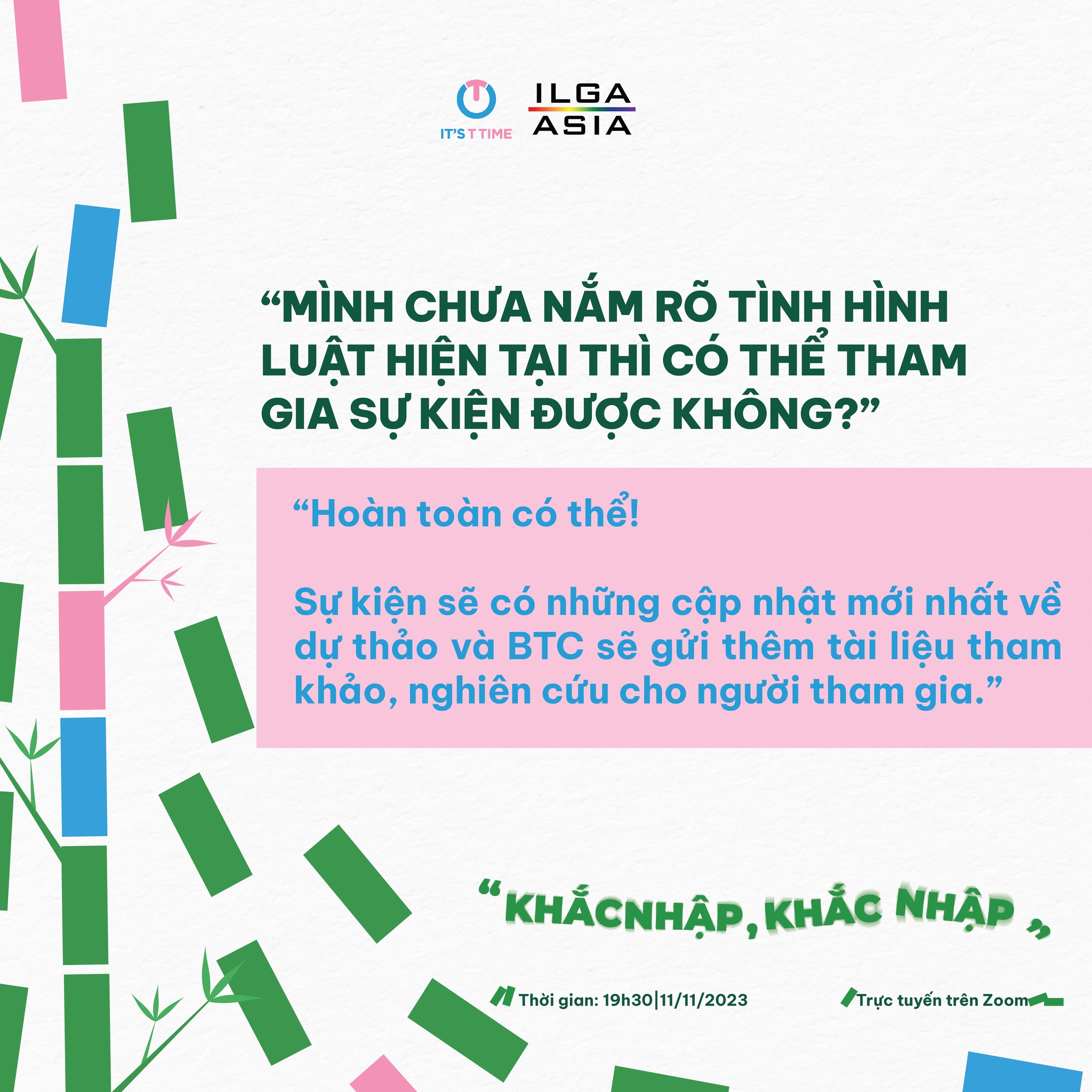 [ILGA Asia X IT’S T TIME]  🏳️‍⚧️ HÀNH TRANG PHÁP LÝ: “KHẮC NHẬP, KHẮC NHẬP”🎋